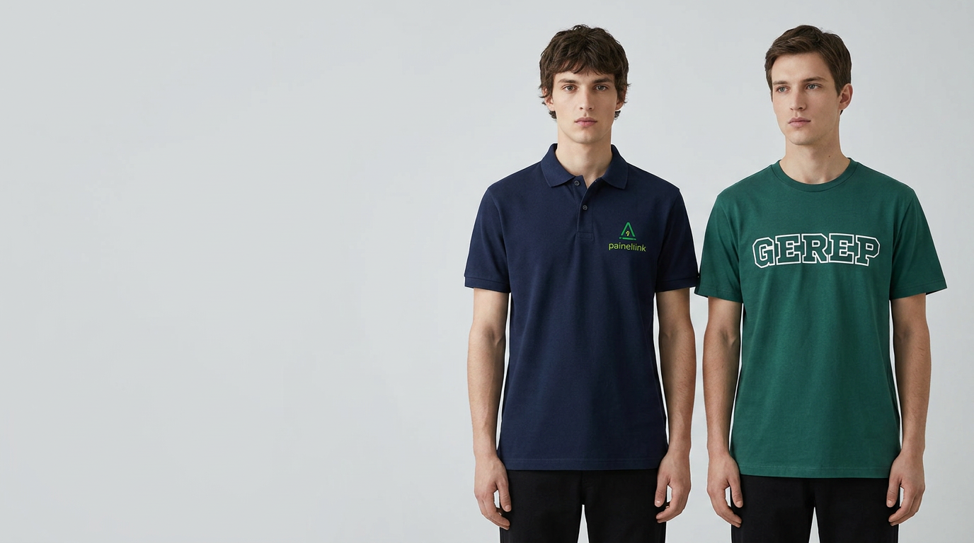 Modelos vestindo camisetas lisas em estúdio